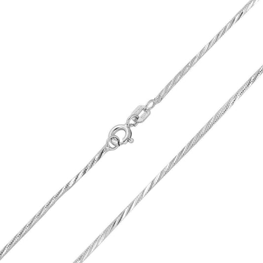 925 Sterling Silver 4 Sided Snake 025 DC Rhodium Plated Chain 1.4mm