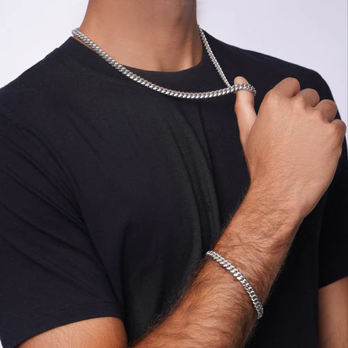 925 Sterling Silver Rhodium Plated  Miami Cuban 200 Bracelet or Chain Link 7mm