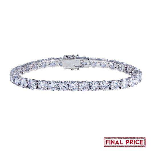 925 Sterling Silver Rhodium Plated  Round CZ Tennis Bracelet 6mm