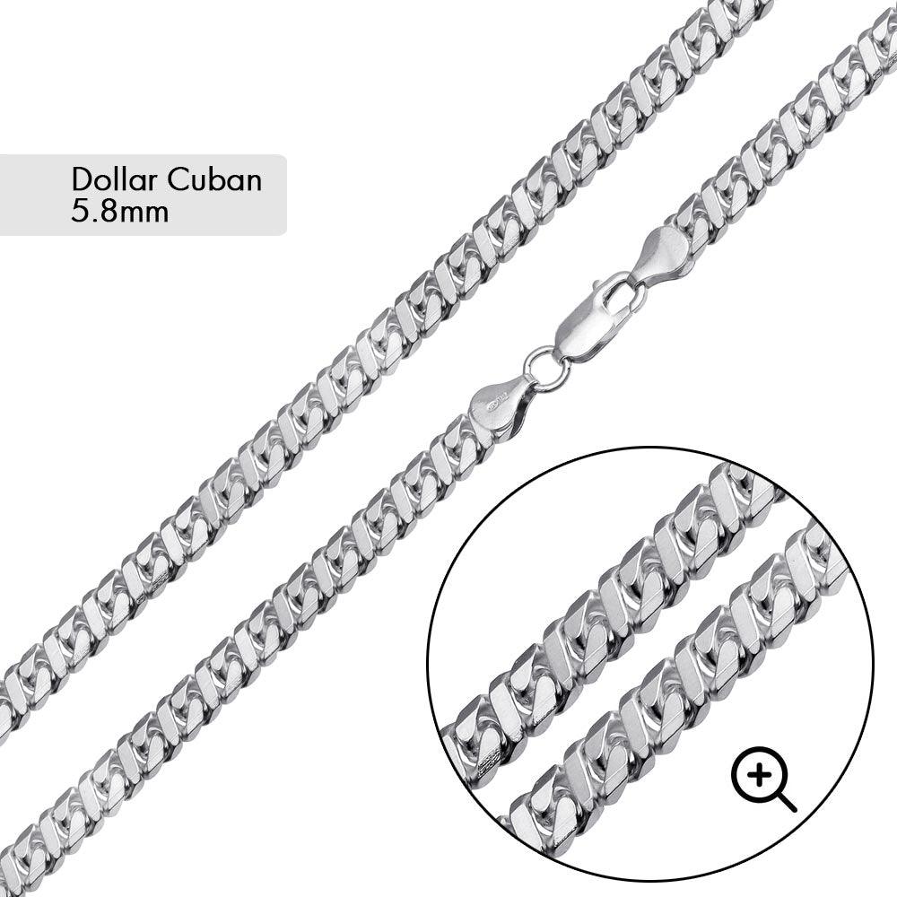 925 Sterling Silver Dollar Cuban Chain 5.8mm