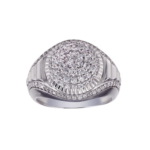 925 Sterling Silver Rhodium Plated Dome CZ Ring