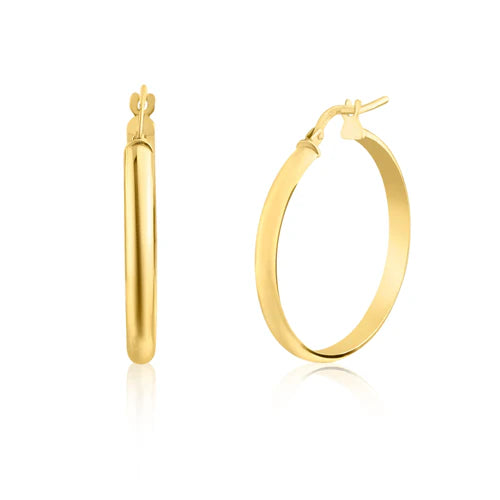 925 Sterling Silver Gold Plated Dome 3.5mm Hoop Earring