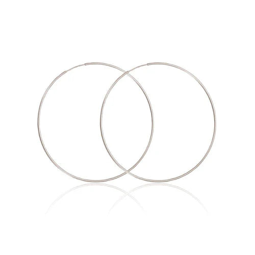925 Sterling Silver High Polished Endless Hoop Earrings 1.5mm