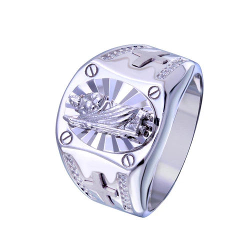 925 Sterling Silver Rhodium Plated Saint Jude CZ Ring