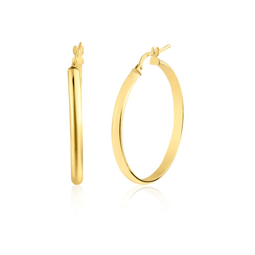 925 Sterling Silver Gold Plated Dome 3.5mm Hoop Earring