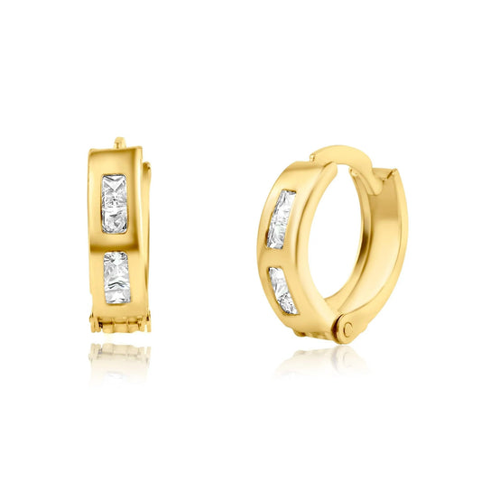 14 Karat Yellow Gold CZ Huggie Earring