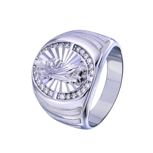 925 Sterling Silver Rhodium Plated Saint Jude CZ Ring