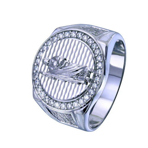 925 Sterling Silver Rhodium Plated  Saint Jude CZ Ring