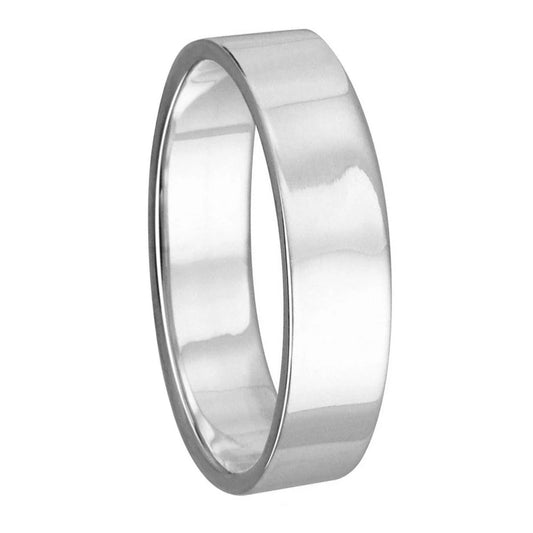 925 Sterling Silver High Polished Plain Wedding Band Flat Ring