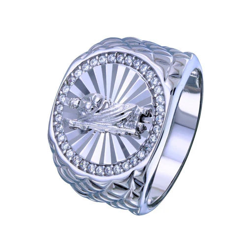 925 Sterling Silver Rhodium Plated Saint Jude CZ Ring