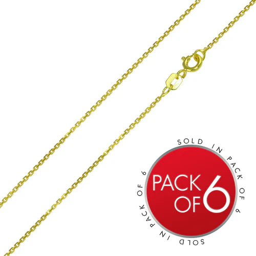 925 Sterling Silver Gold Plated  Diamond Cut Cable Rolo Chains 1mm