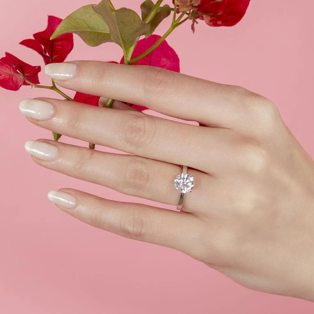 925 Sterling Silver Rhodium Plated Round Solitaire CZ Ring