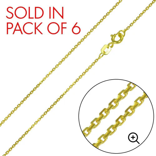 925 Sterling Silver Gold Plated  Diamond Cut Cable Rolo Chains 1mm