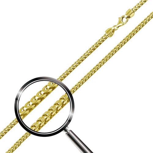 925 Sterling Silver Gold Plated Franco Chain or Bracelet 2.2mm