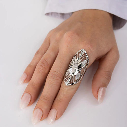 925 Sterling Silver Rhodium Plated Saint Jude CZ Filigree Ring