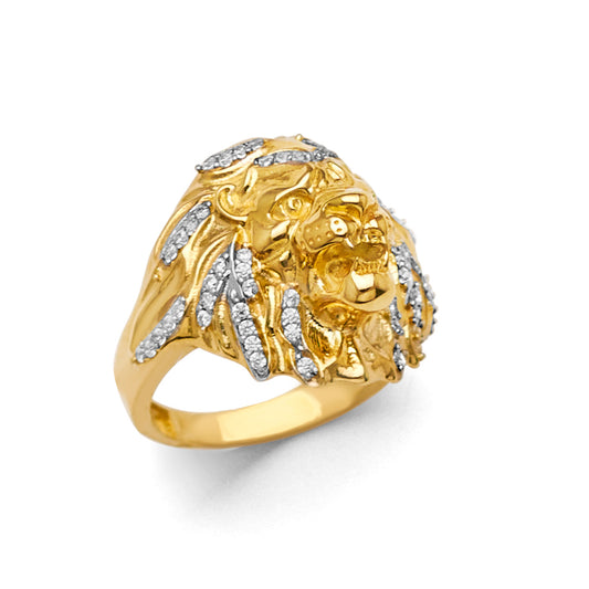 14K Men’s Lion Head CZ Ring