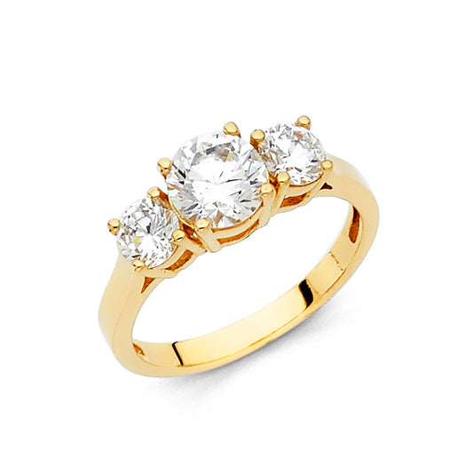 14K Yellow Gold Women’s Three-Stone Cubic Zirconia Engagement Ring