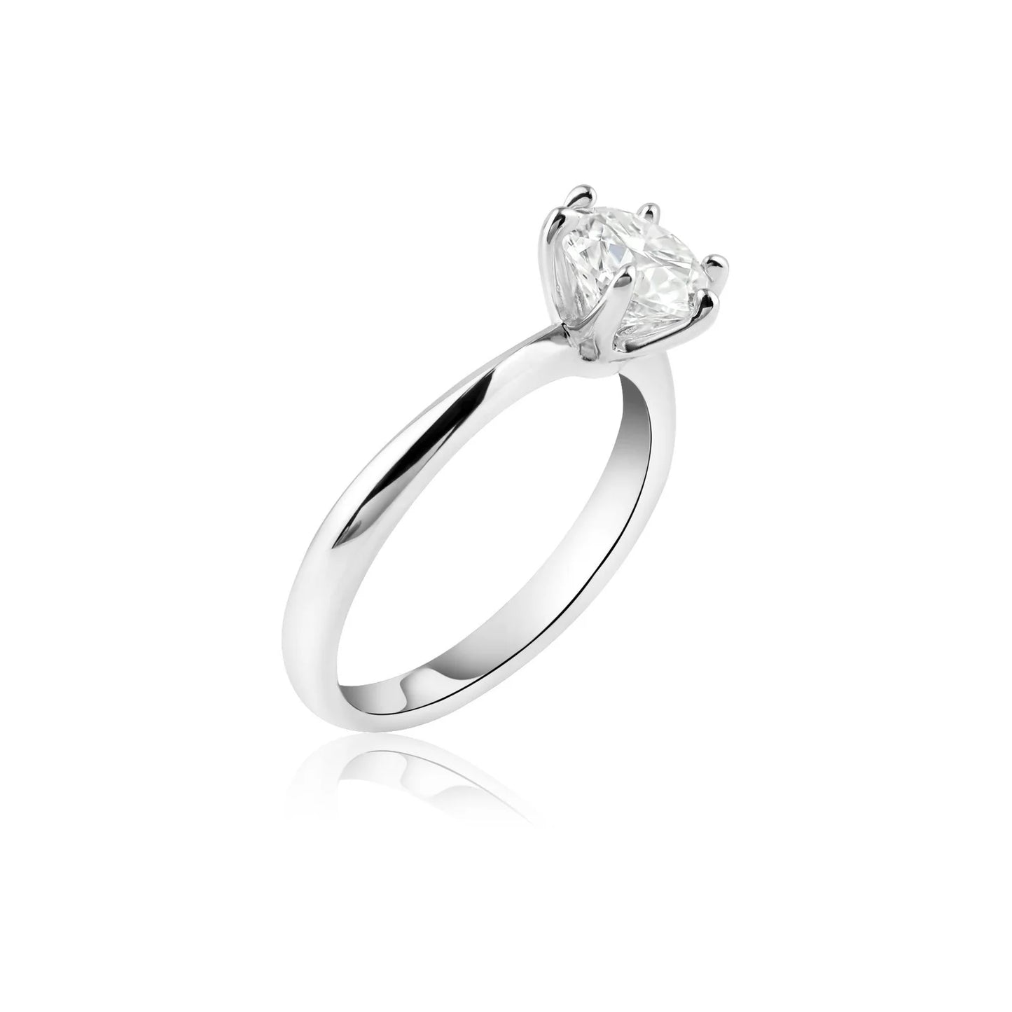 925 Sterling Silver Rhodium Plated 1 Carat Moissanite Ring