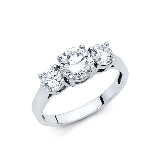 14K White Gold Women’s Three-Stone Cubic Zirconia Engagement Ring