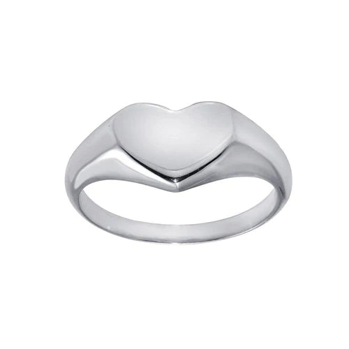 925 Sterling Silver Rhodium Plated Heart Ring