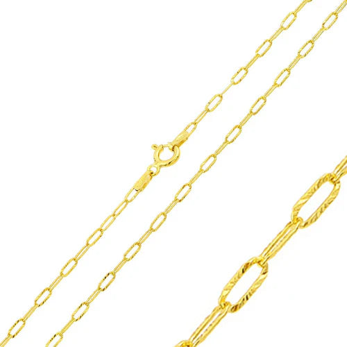 925 Sterling Silver Gold Plated Wide Oval DC Paperclip Link Chain 2.4mm