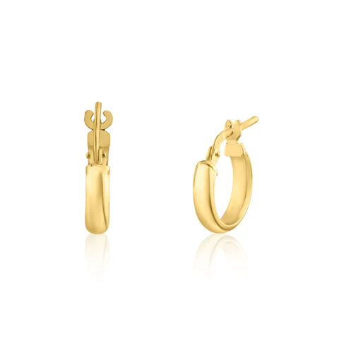 925 Sterling Silver Gold Plated Dome 3.5mm Hoop Earring