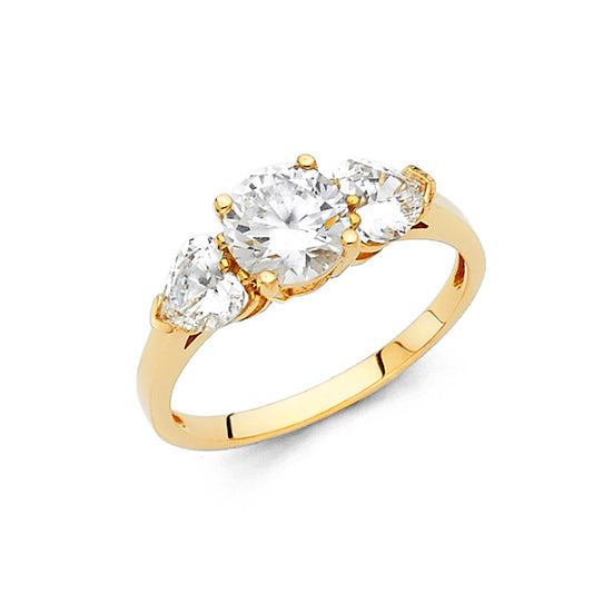 14K Yellow Gold Women’s Three-Stone Cubic Zirconia Engagement Ring