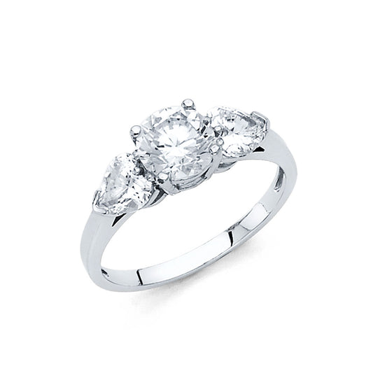 14K White Gold Women’s Three-Stone Cubic Zirconia Engagement Ring