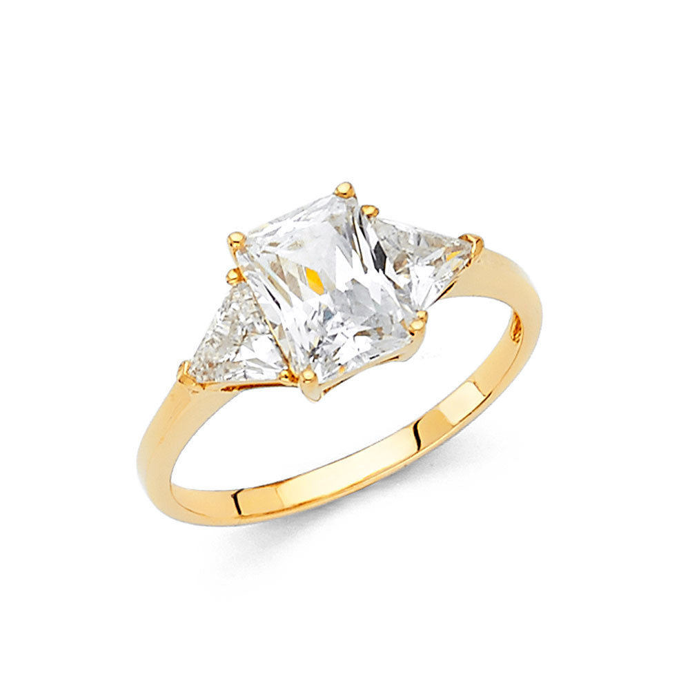14K Yellow Gold Women’s Three-Stone Cubic Zirconia Engagement Ring