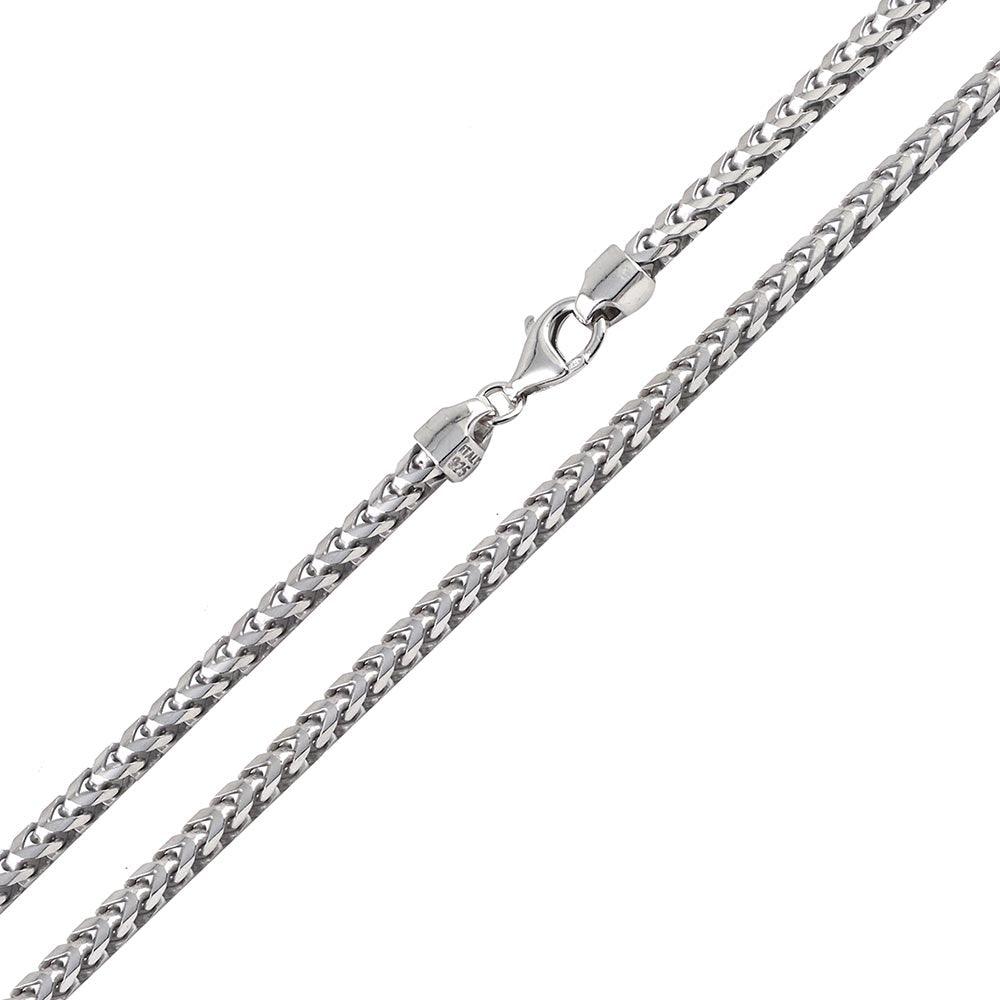 925 Sterling Silver Rhodium Plated Franco 370 Chain 3.7mm