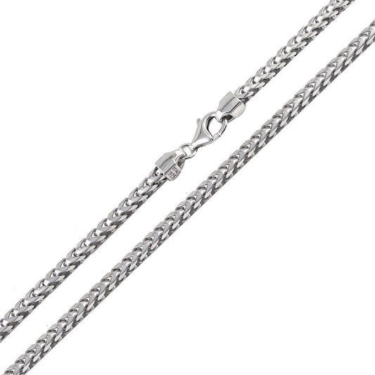 925 Sterling Silver Rhodium Plated Franco 370 Chain 3.7mm