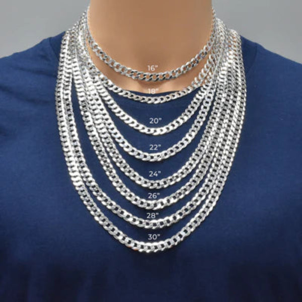 Silver Curb 180 Chain or Bracelet 7.2mm