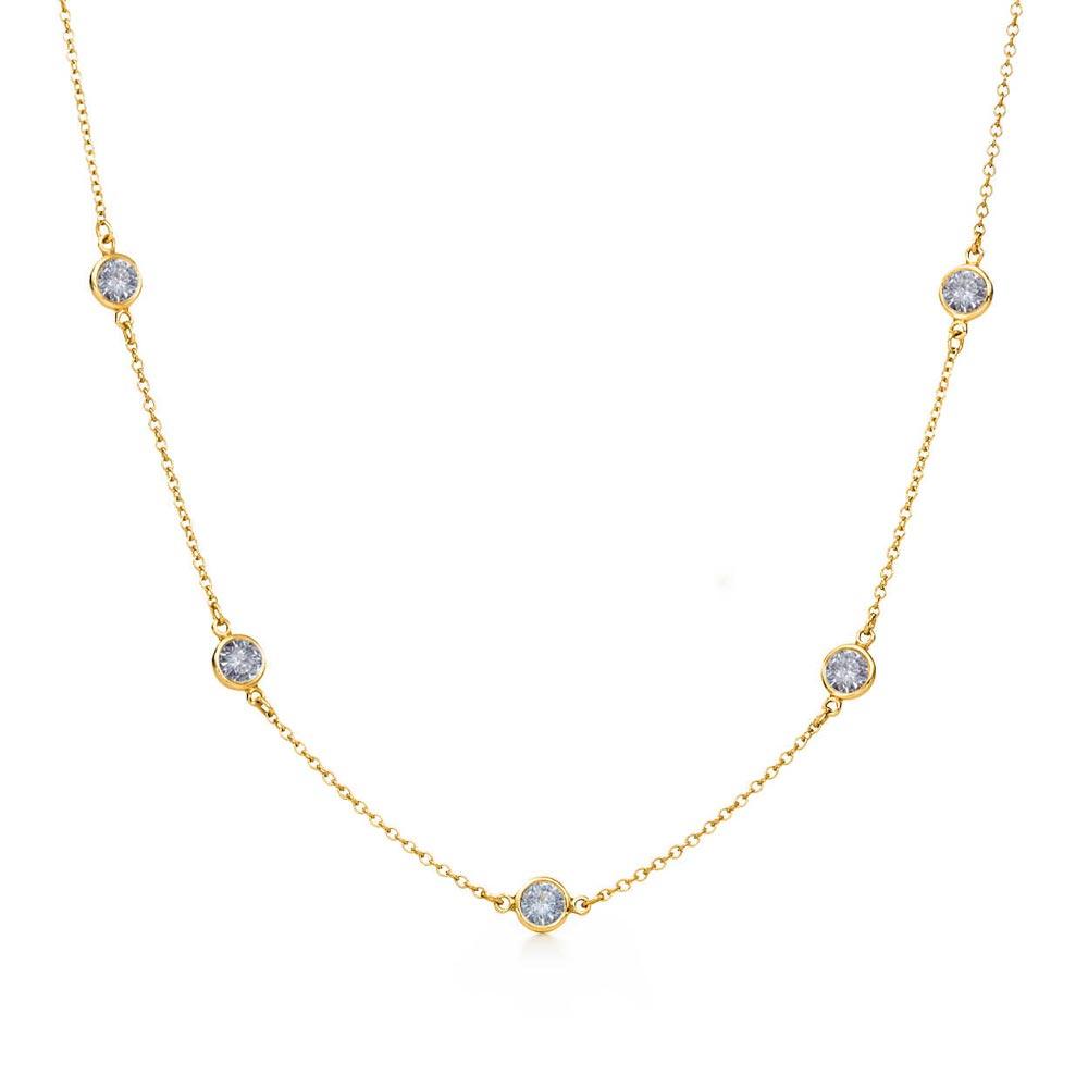 925 Sterling Silver Gold Plated Chain Necklace with CZ