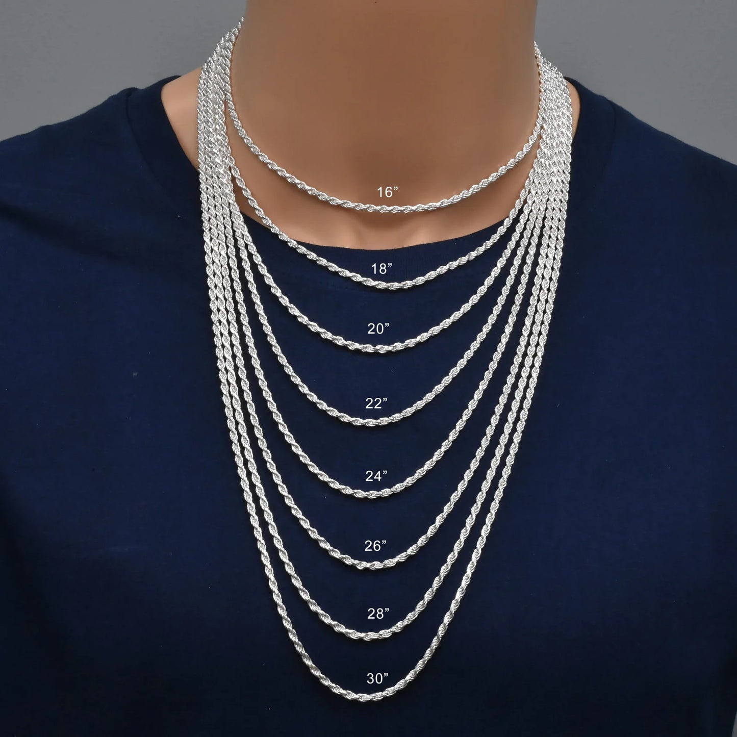 Silver Rope 060 Chain or Bracelet 2.8mm
