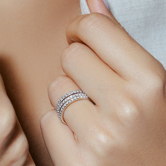 925 Sterling Silver Rhodium Plated CZ Stackable Ring Set