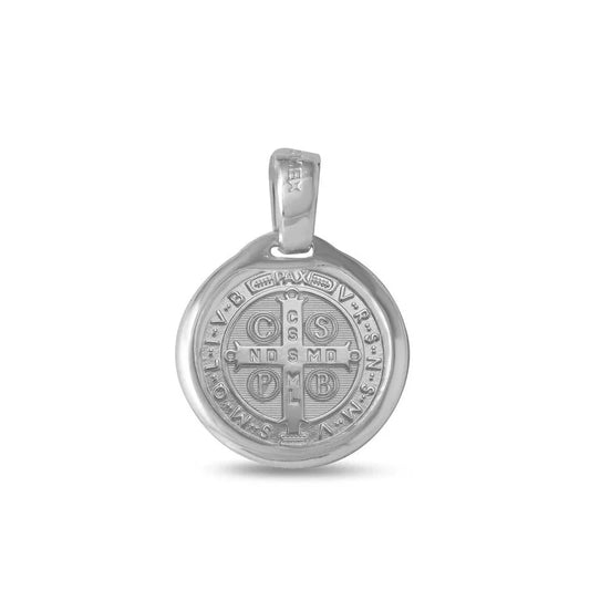 925 Sterling Silver High Polished Saint Benedict Medallion 13mm