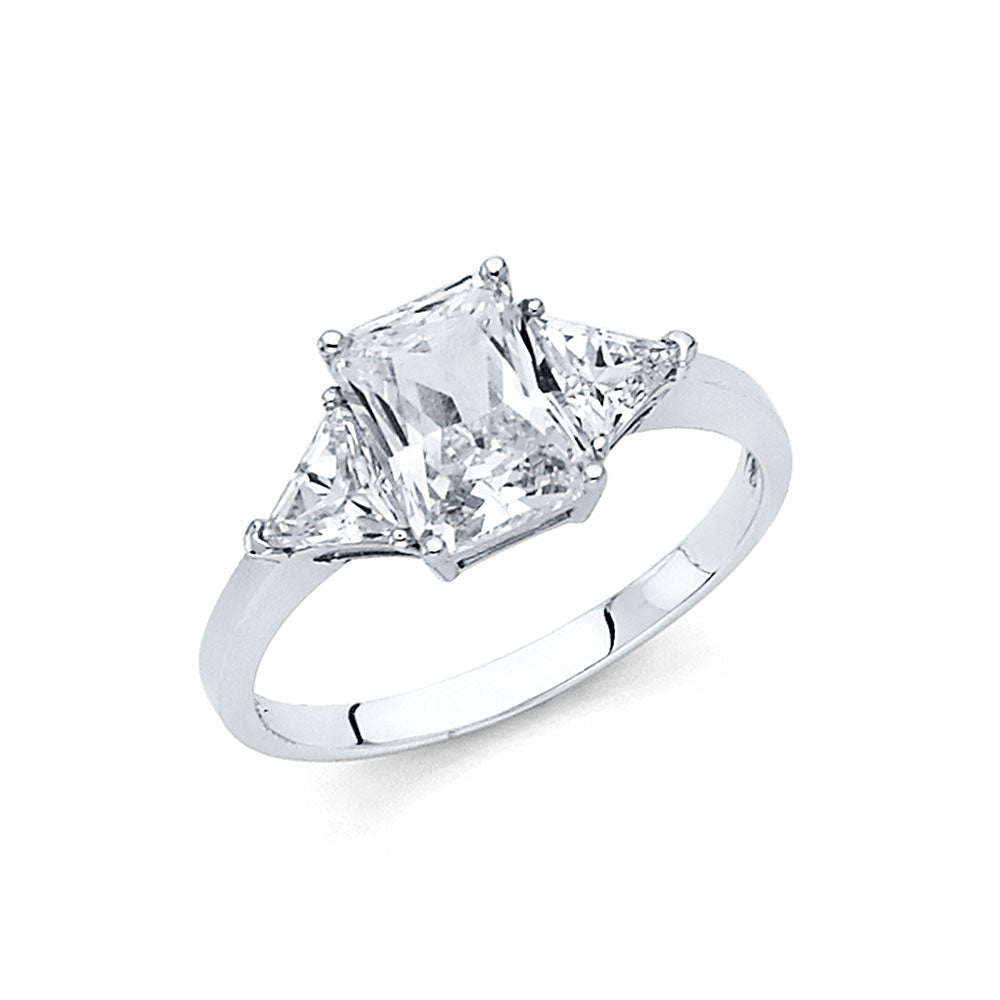 14K White Gold Women’s Three-Stone Cubic Zirconia Engagement Ring