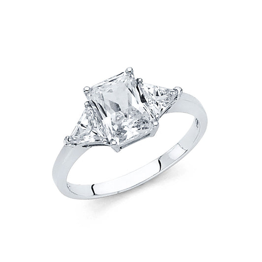 14K White Gold Women’s Three-Stone Cubic Zirconia Engagement Ring