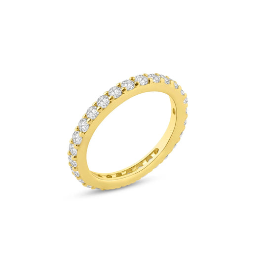 925 Sterling Silver Gold Plated Clear CZ Stackable Eternity Ring