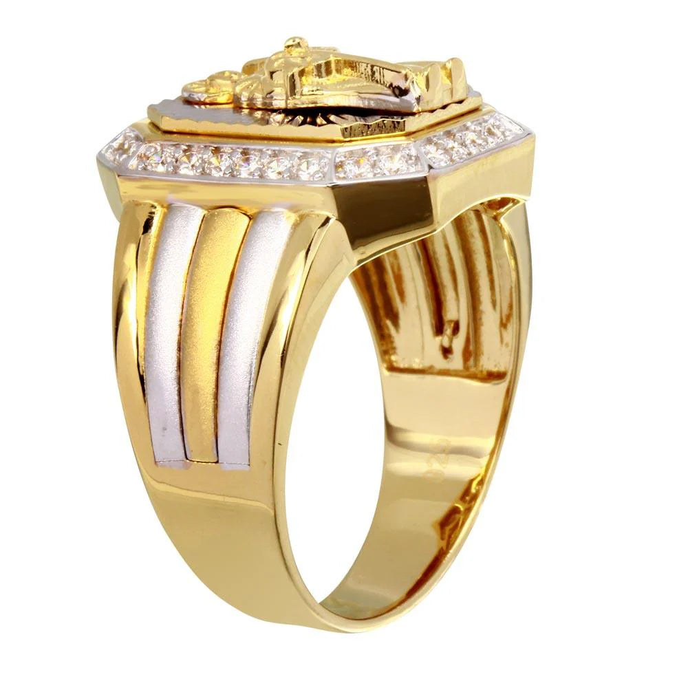 925 Sterling Silver Two-Tone Santa Muerte Ring with CZ