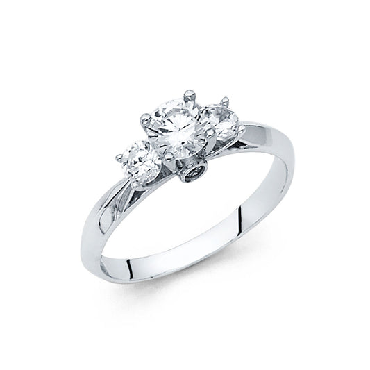 14K White Gold Women’s Three-Stone Cubic Zirconia Engagement Ring