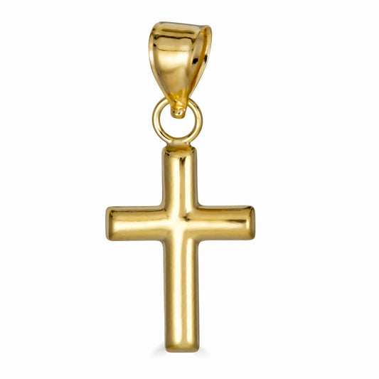 14 Karat Yellow Gold Hollow Tube Crucifix Pendant