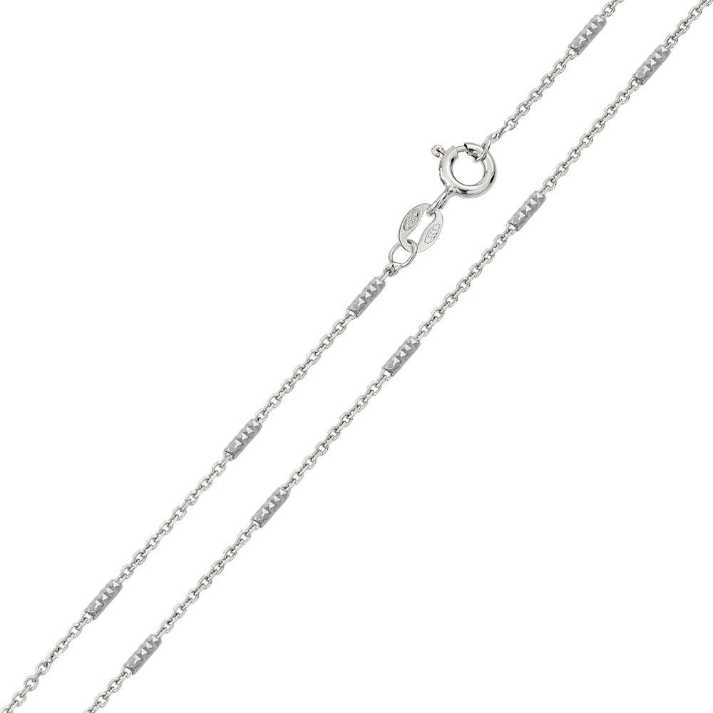 925 Sterling Silver Diamond Cut Tube Link Chains 1.3mm