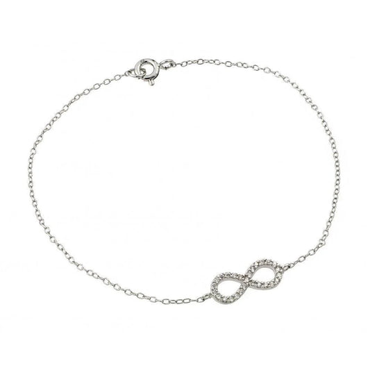 925 Sterling Silver Rhodium Plated Infinity Clear CZ Bracelet