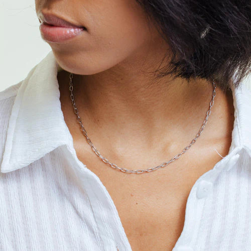 925 Sterling Silver Clearance Rhodium Plated Oval Paperclip Link Chain or Bracelet 3.1mm