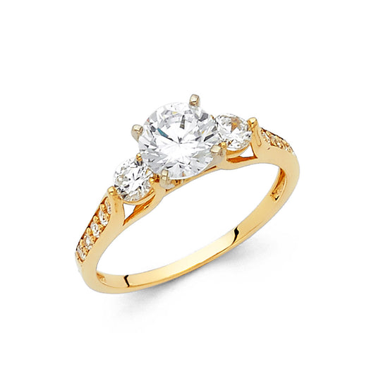 14K Yellow Gold Women’s Three-Stone Cubic Zirconia Engagement Ring