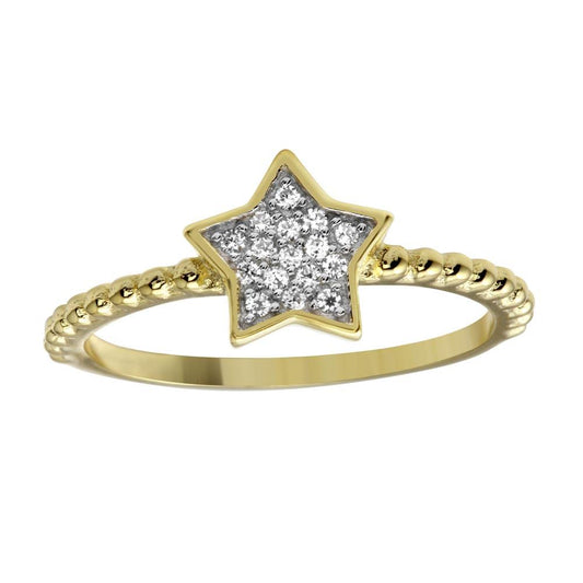 925 Sterling Silver Gold Plated Small Star Ring with CZ