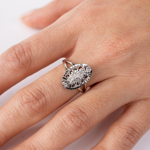 925 Sterling Silver Rhodium Plated Saint Jude Diamond Cut Ring