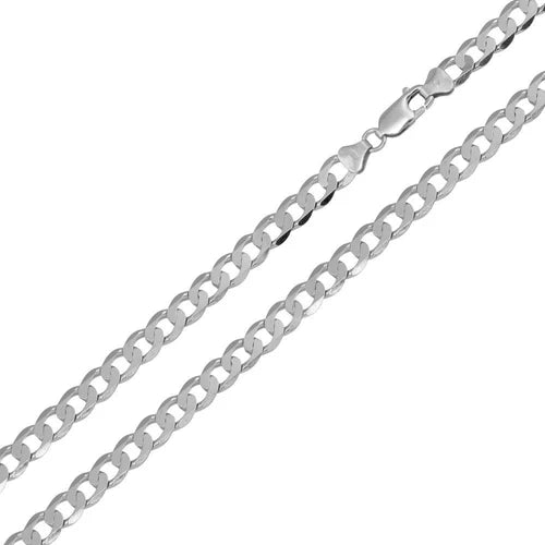 925 Sterling Silver Rhodium Plated Super Flat Curb 100 Chain 3.8mm