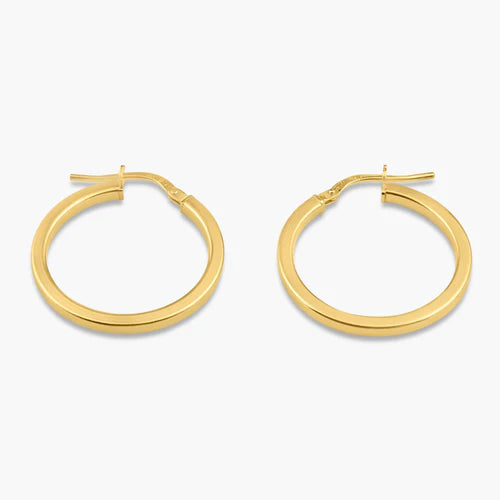 925 Sterling Silver Gold Plated 2mm Hoop Earring